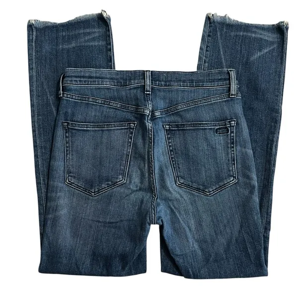 AYR The Bomb Pop Jeans 31 High Rise Straight Leg Raw Hem Medium Wash - Image 5
