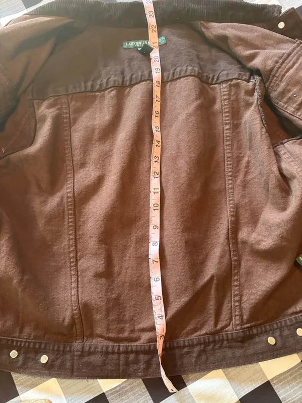 Vintage 90s Lauren Jeans Co Ralph Lauren Beaded Denim Jacket - Brown Embellished Trucker - Size L - Image 8