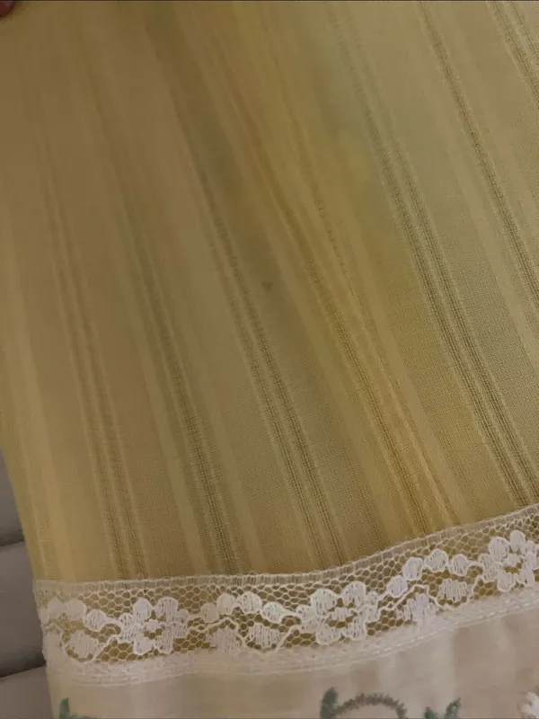 Vintage Homemade Yellow Puff Sleeve Embroidery Formal Dress Medium - Image 13