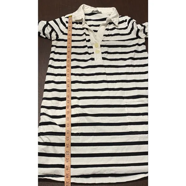The Nines by HATCH Maternity Dress S Black White Breton Stripe Cotton Polo Prep - Image 6