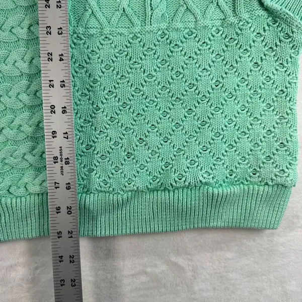 Free People Knit‎ Vest Sleeveless Sweater Cotton Blend Patchwork Green Size L - Image 3