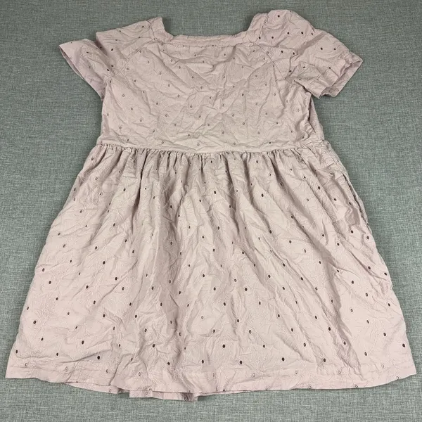 Madewell Dress Womens Large Pink Square Neck Eyelet Floral Short Sleeve Sundress - Image 8