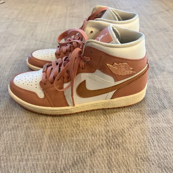 Air Jordan 1 Mid SE Red Stardust Sail Pink Sneakers Women’s 10 - Image 2