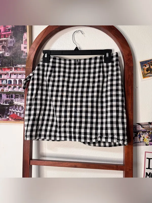 Sezane Pacome Mini Wrap Skirt Black Gingham - Image 7
