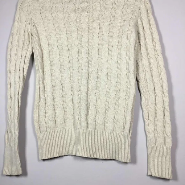 Gap Off White Minimalist Clean Girl Cable Knit Neck Sweater S Autumn Fall Casual - Image 6