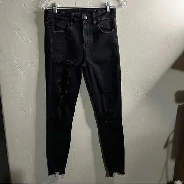 American Eagle Black‎ Distressed High Rise Jeggings - Image 4