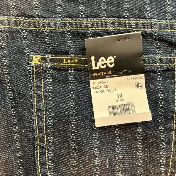 NWT Lee Shorts Mid Rise Indigo Rush Size 10 Striped Denim Shorts - Image 5