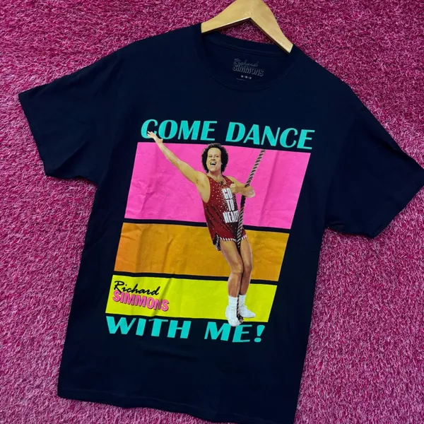 Richard Simmons Come Dance with Me Exercise Show Promo Tee M - Image 3