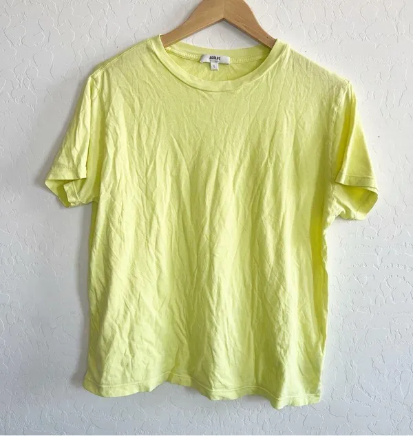 Agolde Rena Supima Cotton Crew Neck Easy T-Shirt Yellow - Image 2