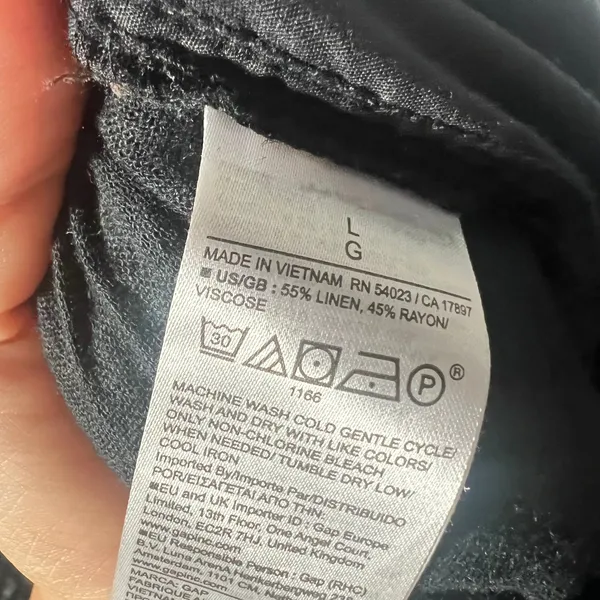 Gap Pull On Wide Leg Pants Women's Large Black Linen Blend - Image 4