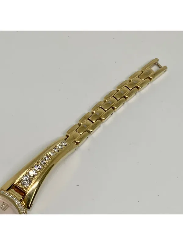 Armitron women’s watch gold tone 24mm mop dial quartz rhinestones running - Image 5