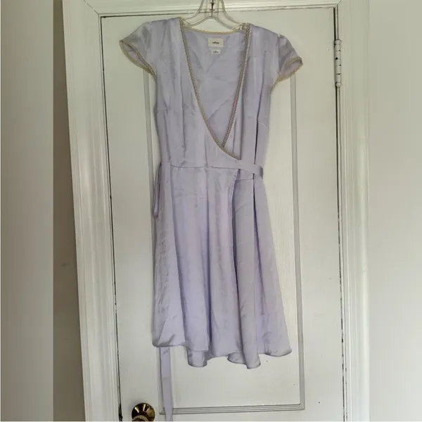 Aritzia‎ Wilfred Mademoiselle Dress Ice Lavender Satin Wrap S - Image 16