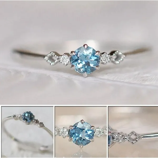 Boutique NEW Dainty Women's Topaz Diamond Simulant‎ S925 Ring Size 6 - Image 2