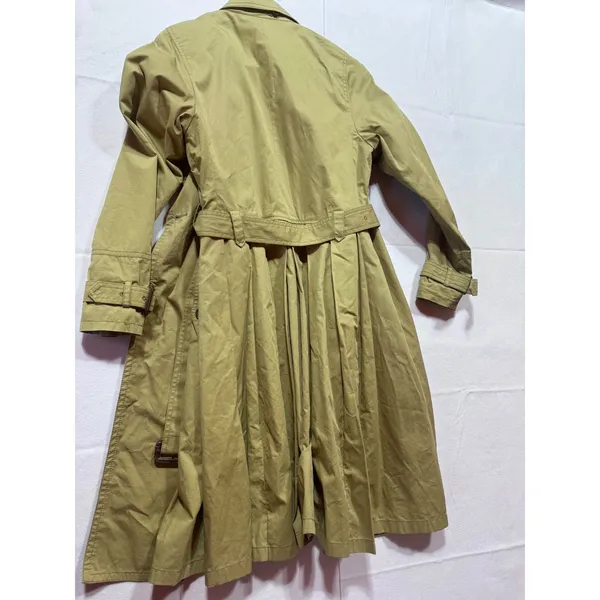 Kai-aakmann Womens Khaki Tan Pleated Back Belted Trench Coat Size S KHCCT003E1 - Image 3