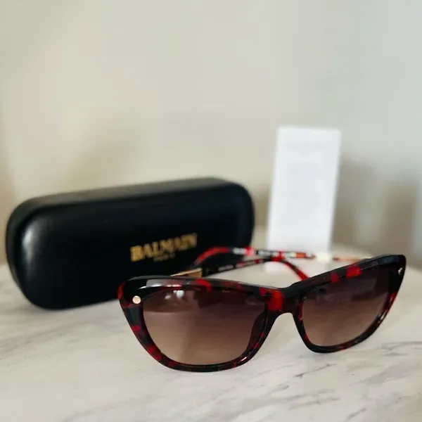 BALMAIN 56mm Modified Cat Eye Sunglasses, Polarized, Designer, Red Tortoise, NWT - Image 5