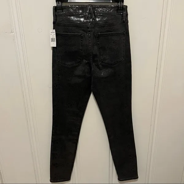 Good American Grey Snakeskin Metallic Coated High Rise Skinny Jeans NWT Grunge 0 - Image 6