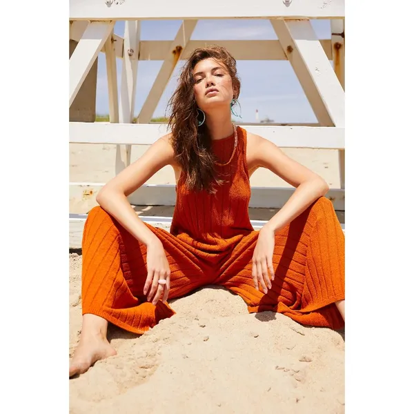 NWT Free People FP Beach Easy Living Sweater One-Piece in Terracotta Jumpsuit S - Image 2