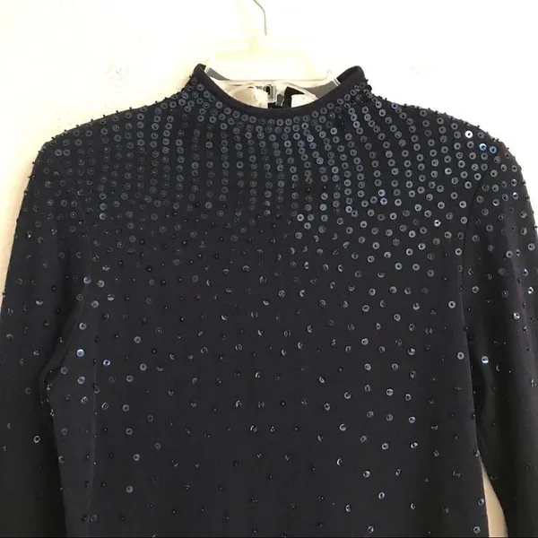 Dana Buckman long sleeve turtleneck wool sequin sweater dress M‎ - Image 2
