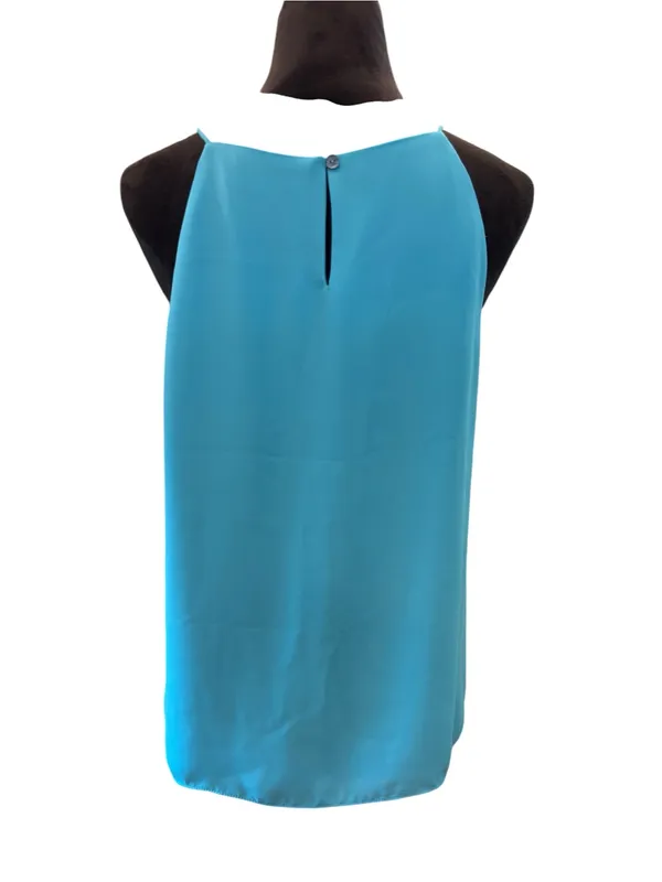 Violet +‎ Claire M Teal Sleeveless Pleated Blouse Minimalist Professional Tank - Image 5