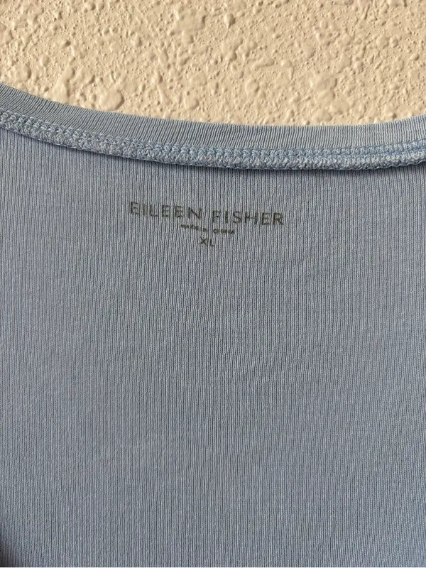 Eileen Fisher 100% Organic Cotton V Neck Top Pale Blue Size XL Minimalist - Image 3