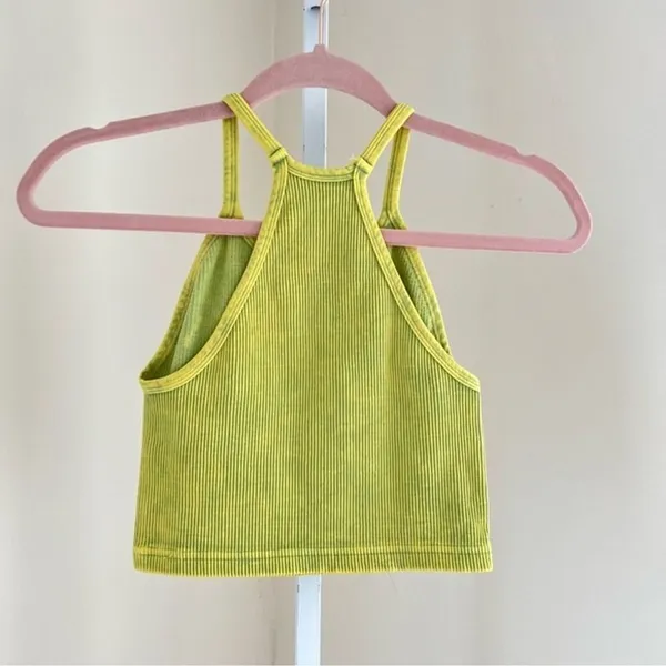 Nwot free people happiness runs tank womens xs/s green yellow distressed Color - Image 4