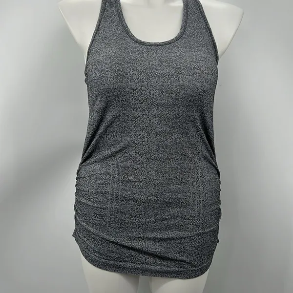 Athleta charcoal gray nylon ruched racerback tank large - Image 4