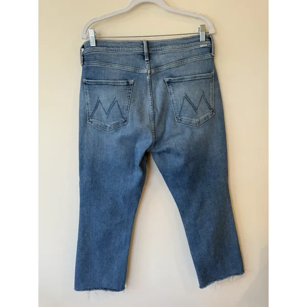 Mother Tripper Ankle Fray Jeans Womens 32 Blue Distressed Raw Hem Bohemian - Image 4