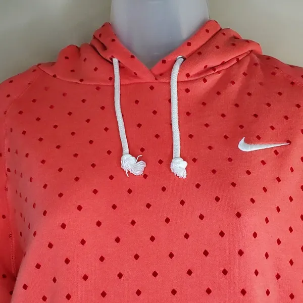 Nike Coral Polka Dot Long Sleeve Hoodie Medium - Image 5