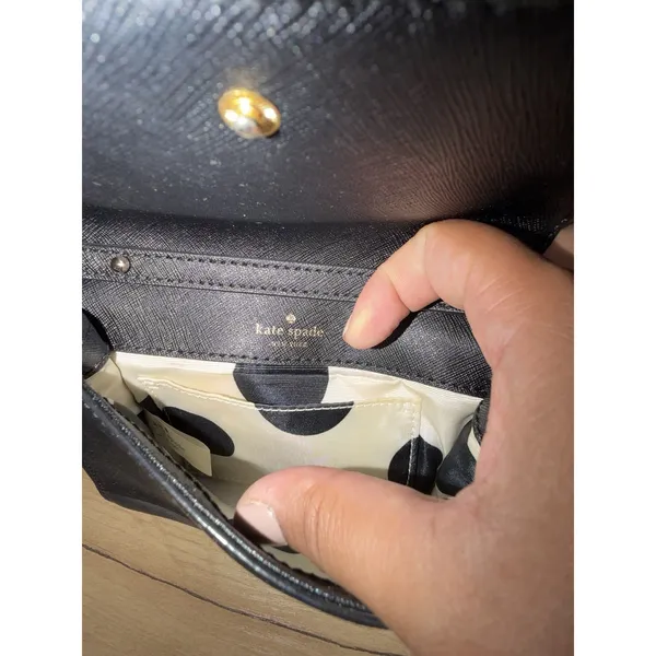 Kate Spade Black Saffiano Leather Chain Crossbody Wallet Bag Gold Hardware P - Image 5