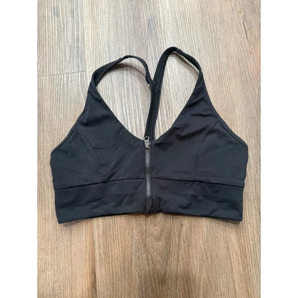 Lululemon Black Front‎ Zip Racerback Sports Bra Womens Size 8 Yoga Gym Workout - Image 3