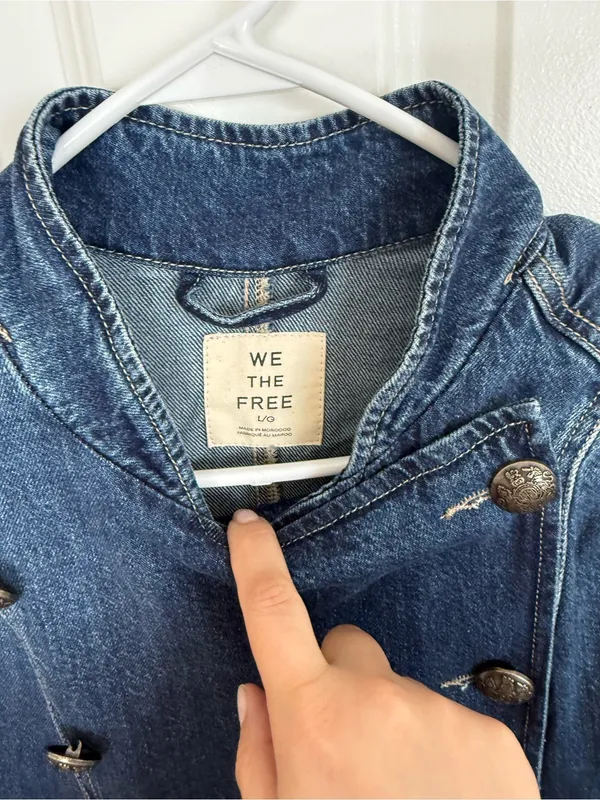 Free People Imogene Denim Officer Jacket in Ensign Wash L - Image 9