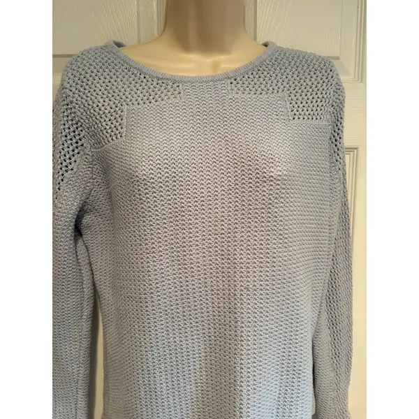 Pendleton Light Blue Cotton Knit Sweater Textured Minimalist Pullover L - Image 3