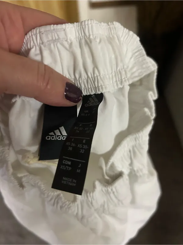 adidas White Track Joggers with Black Logo - Image 3