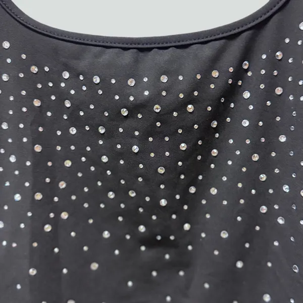 NWT Y2K Rhinestone Square Neck Sleeveless Bodysuit Sz XS‎ - Image 4