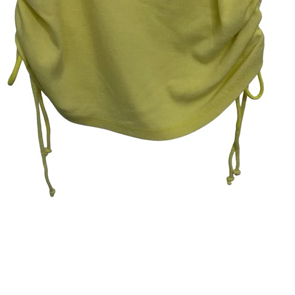 Anthropologie Pilcro Ruched halter‎ tank top Size small Yellow Ribbed NWT - Image 3