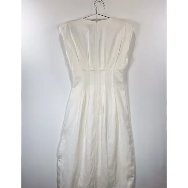 NWT Karen Millen Maxi Dress White Linen Pintuck A Line Quiet Luxury 4 Petite - Image 8