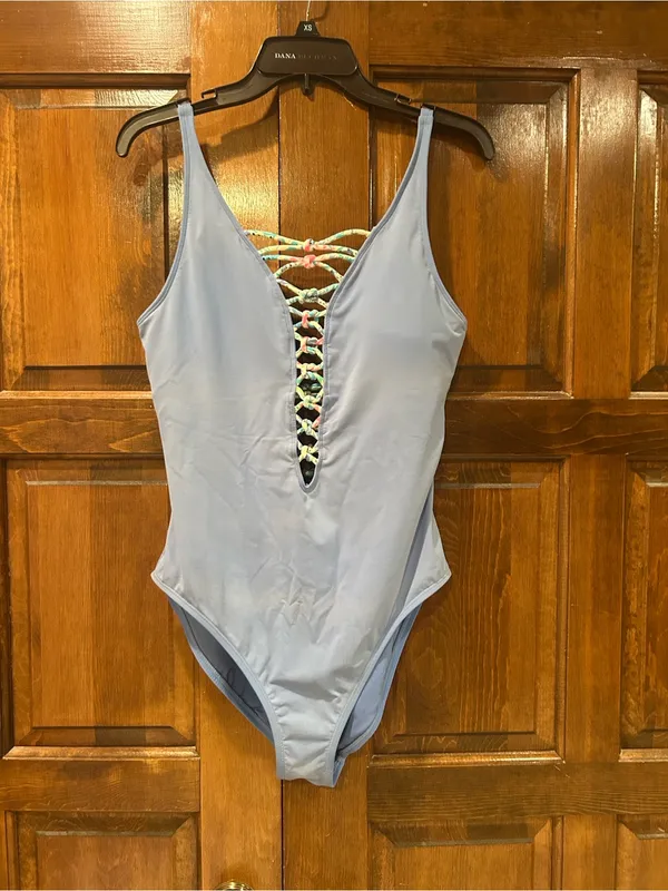 Lilly Pulitzer‎ Blue Isle Lattice Plunging V-Neck One-Piece Swimsuit 12 - Image 2