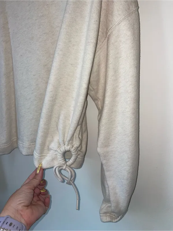 Aerie Cream Drawstring Hem Pullover Sweatshirt - Image 2