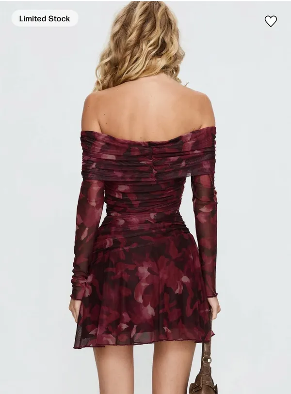 Princess Polly Off Shoulder Long Sleeve Mini Dress - Image 3