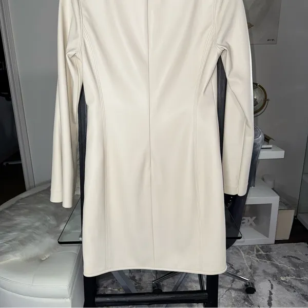 ALEXIS Vanna Ivory Cream Faux Leather Mini Dress Womens Large EUC $385 - Image 11