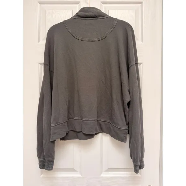 Aerie Chillax Quarter Zip Sweatshirt Charcoal Gray Pullover M - Image 3