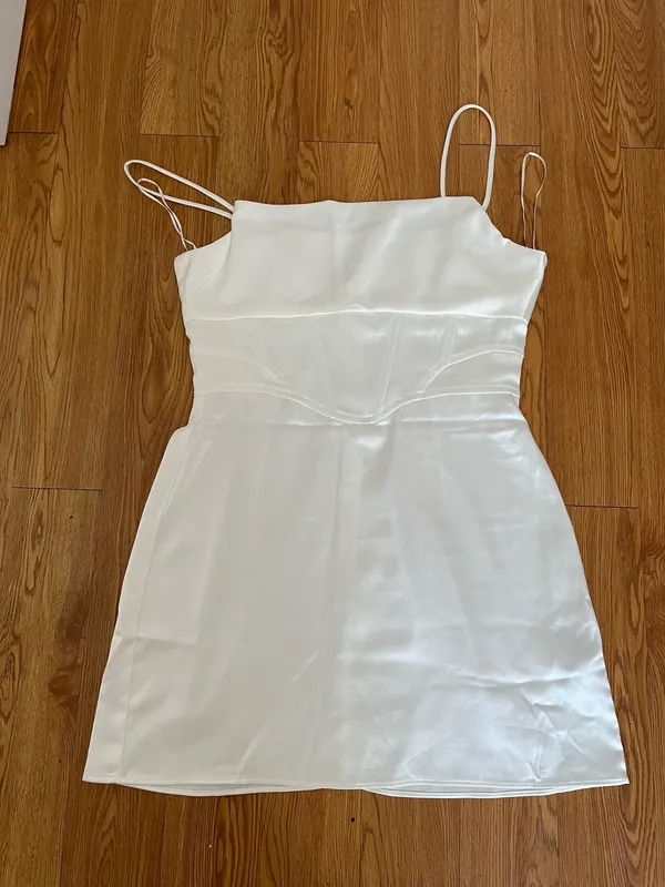 Zara satin effect corset dress in white - Image 2
