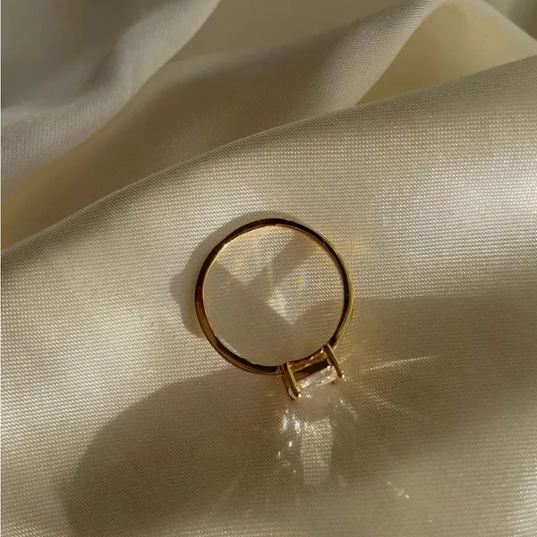 Cubic Zirconia Square Cut Shiny Rhinestone Gold - Image 3