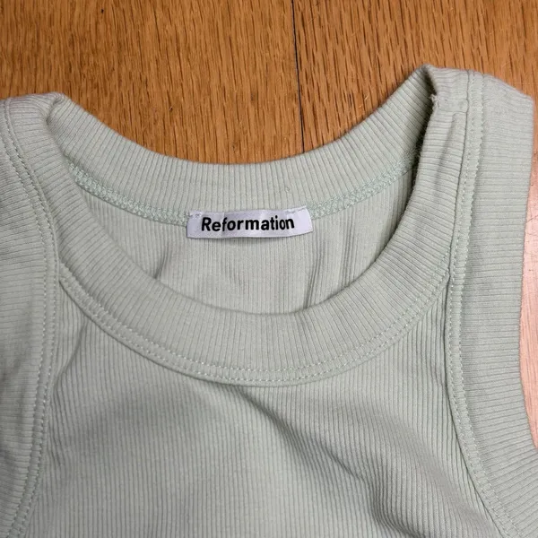 Reformation Tasha Tank Green S EUC Rib Knit Spring Summer Old Money Clean Girl - Image 12