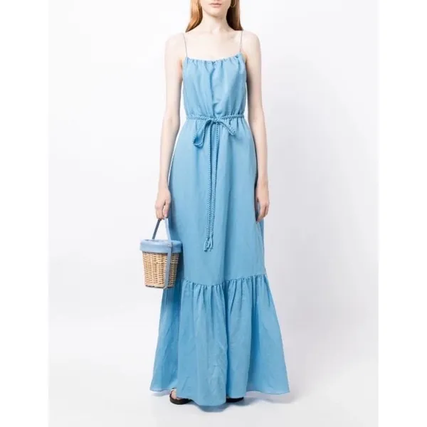 NWT Alice + Olivia Jayda ruffled Lyocell-blend voile maxi dress Blue‎ Sz 2 $495 - Image 4