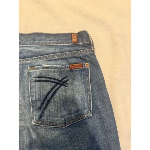 7 For All Mankind Dojo Crop Denim Jeans Women's Sz 30 U121B082U-082U Made In USA - Image 5