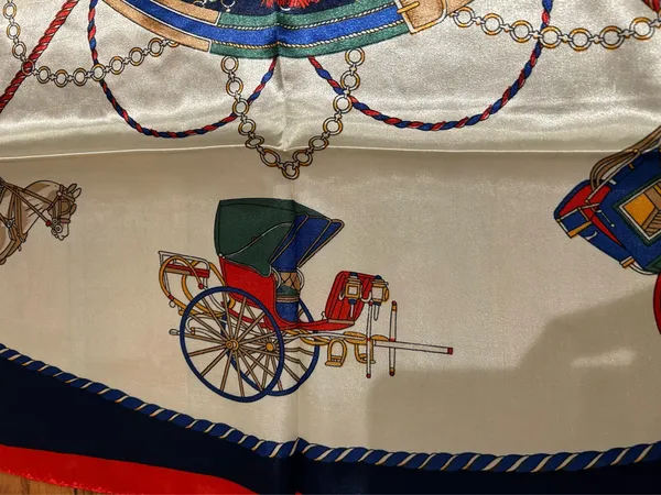 Vintage Regal Carriage&Horse EQUESTRIAN oversized square Silk Scarf 35/35 - Image 6