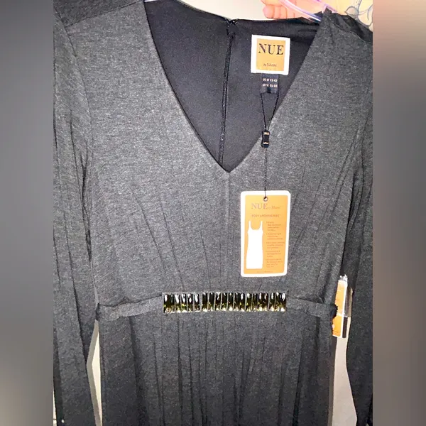 Nue by Shani | NWT Gray Long Sleeve Dress Size 10 Style 217 - Image 3