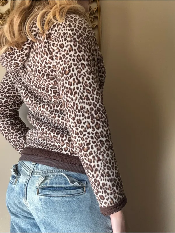 Faded Glory Leopard Print Hooded Zip-Up Fleece Jacket - Image 7
