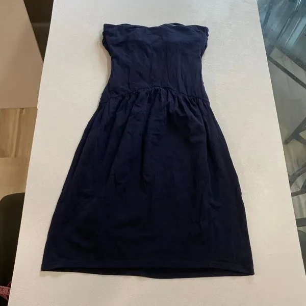 Victoria’s Secret Navy Strapless Ruched Sweetheart Dress XS Built In Bra - Image 3